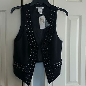 Alberto Makali Black Studded Open Front Vest M